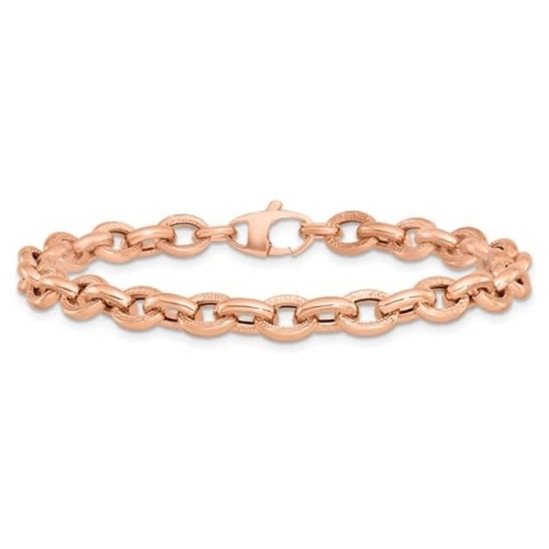 14K Rose Gold Textured Link Bracelet