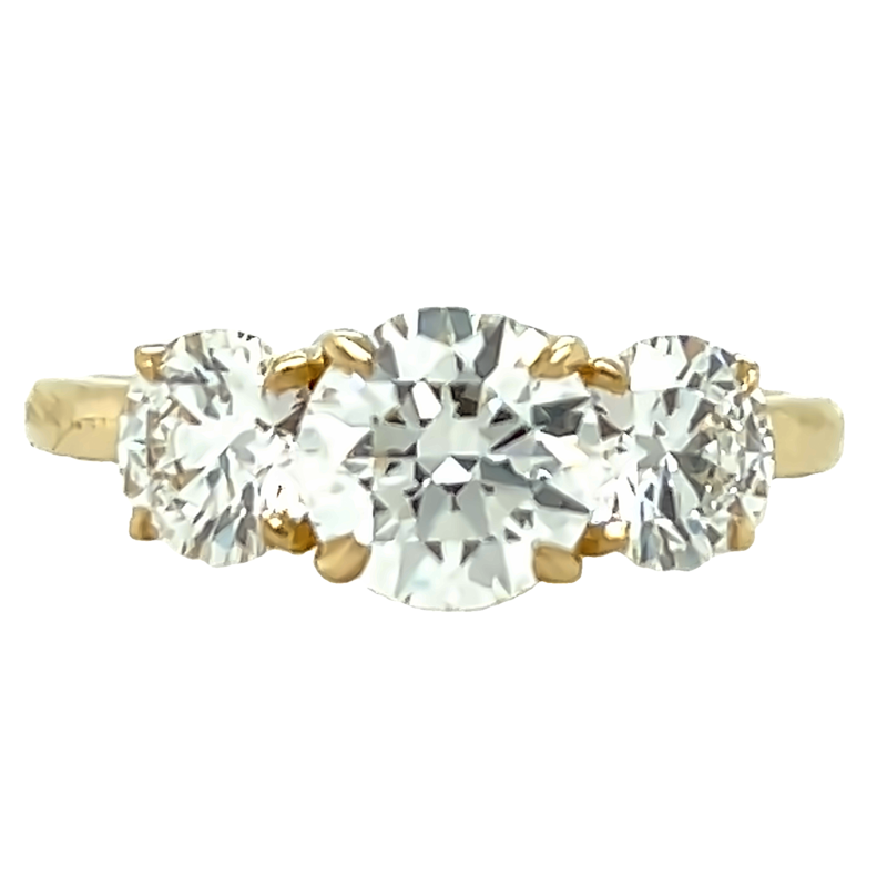 14K Yellow Gold Lab Grown Three Round Diamond Engagement Ring