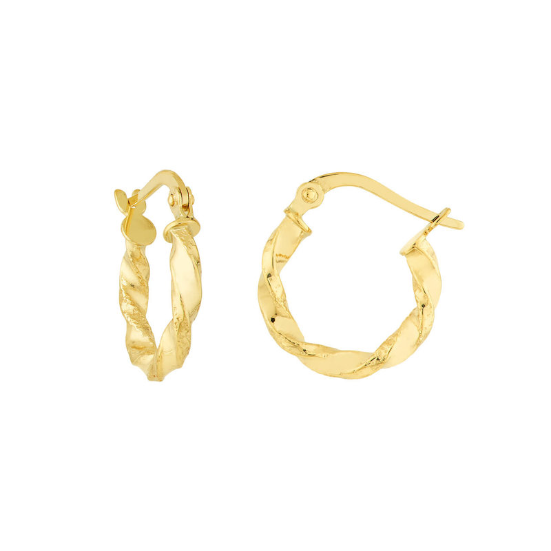 10K Yellow Gold Small Twisted Hoops