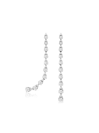 14K White Gold Graduated Pear Diamond Drop Earrings