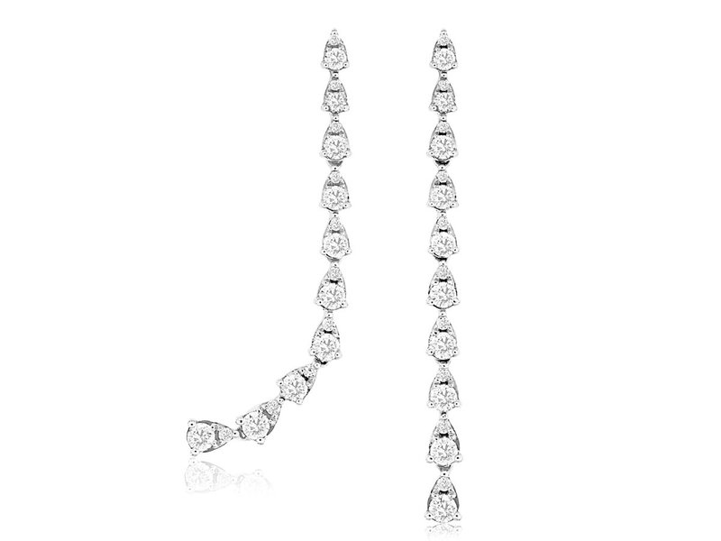 14K White Gold Graduated Pear Diamond Drop Earrings
