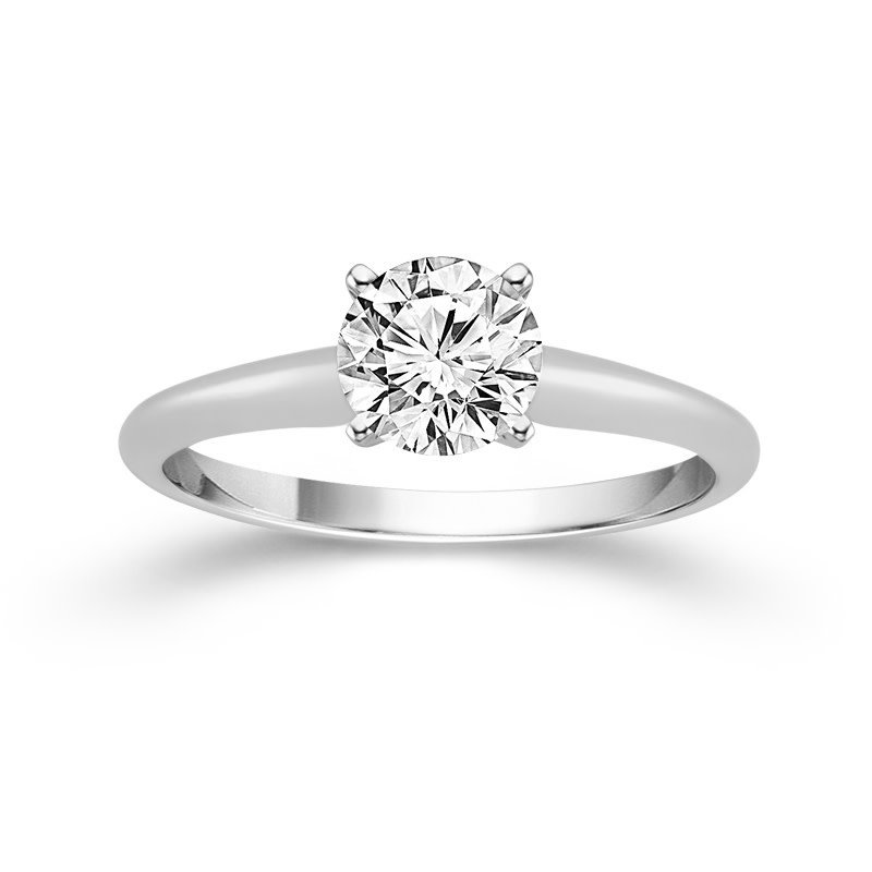 14K White Gold Lab Grown Round Diamond Engagement Ring