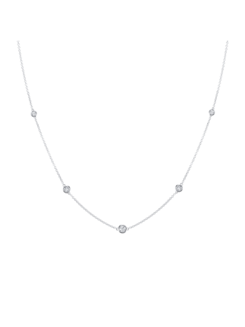 14K White Gold Bezel Set Diamond Necklace