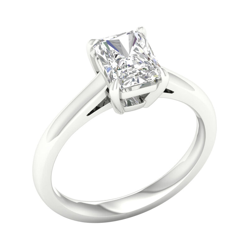 14K White Gold Lab Grown Radiant Diamond Engagement Ring