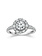 14K White Gold Round Diamond with Baguette Halo Engagement Ring