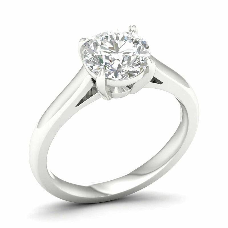 14K White Gold Lab Grown Round Brilliant Cut Diamond Engagement Ring