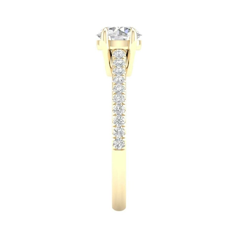 14K Yellow Gold Lab Grown Round Brilliant Cut Diamond Engagement Ring