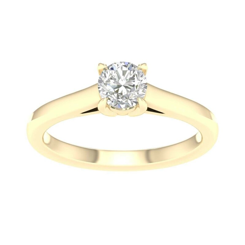 14K Yellow Gold Lab Grown Round Brilliant Cut Diamond Engagement Ringt