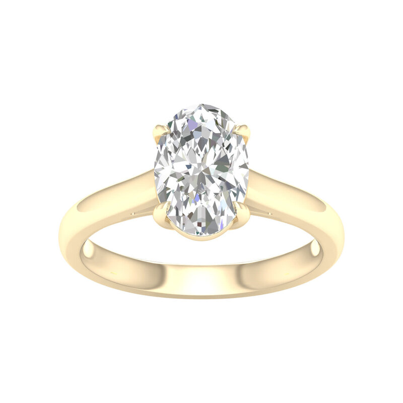 14K White Gold Lab Grown Oval Diamond Engagement Ring