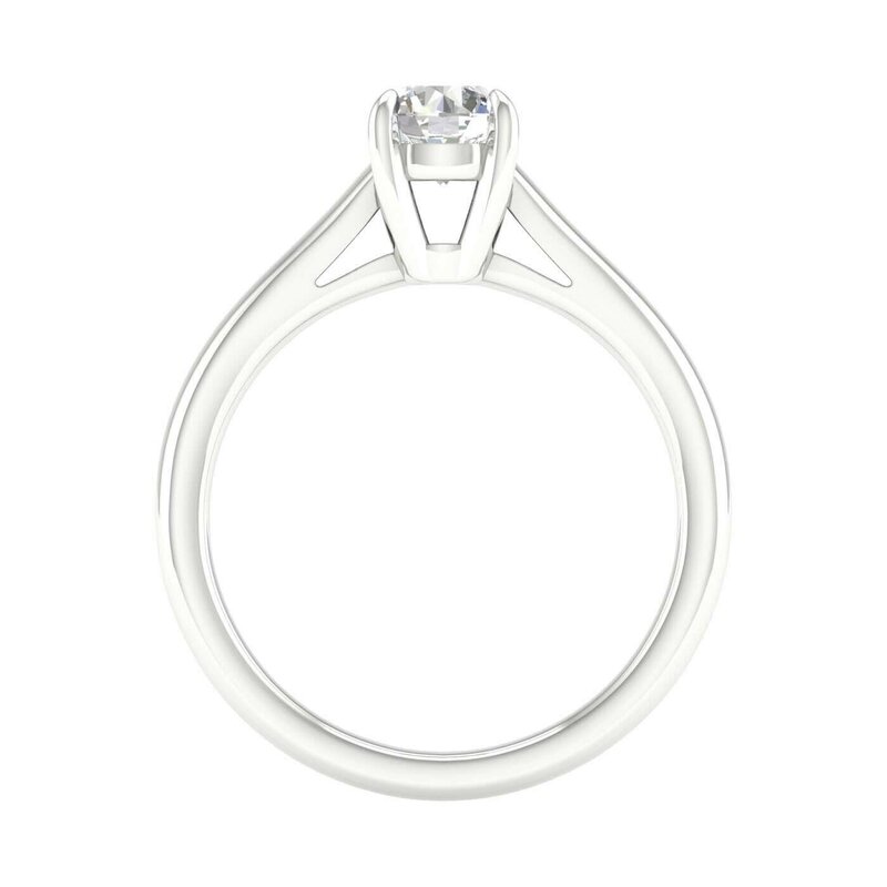 14K White Gold Lab Grown Round Diamond Solitaire Engagement Ring