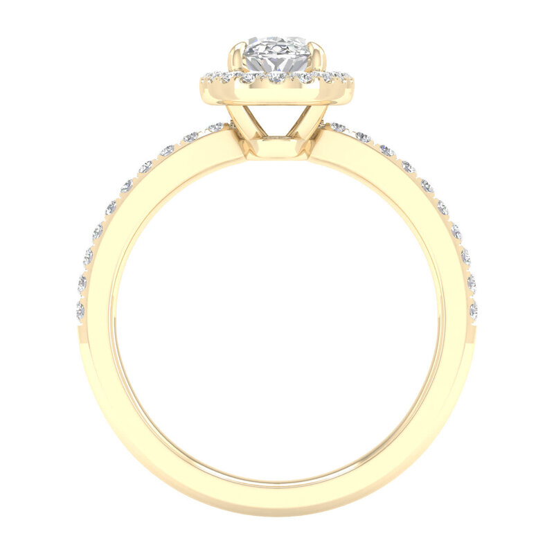 14K Yellow Gold Lab Grown Oval Halo Diamond Engagement Ring
