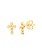 14K Yellow Gold Beaded Cross Earrings