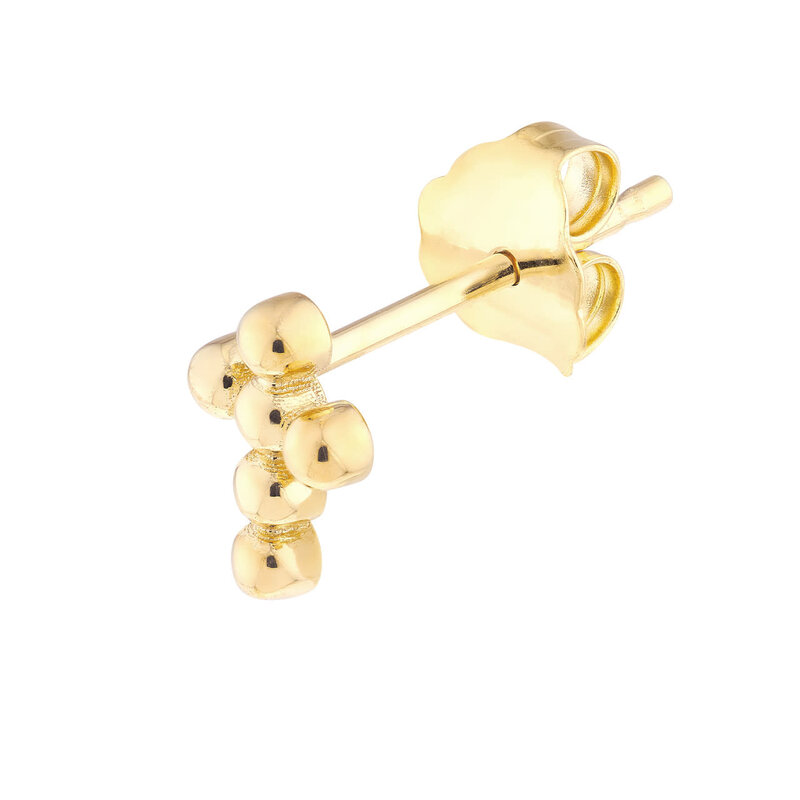 14K Yellow Gold Beaded Cross Earrings