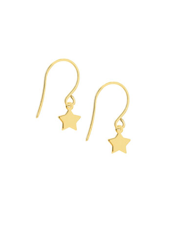 14K Yellow Gold Dangle Star Earrings