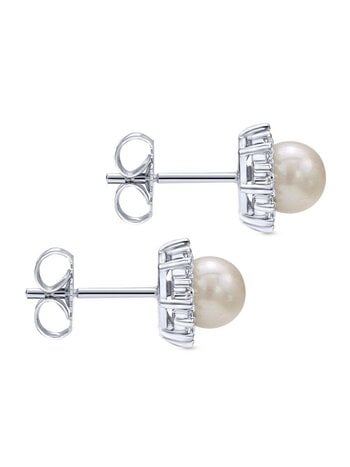 Gabriel Pave Diamond Pearl Drop Leverback Earrings