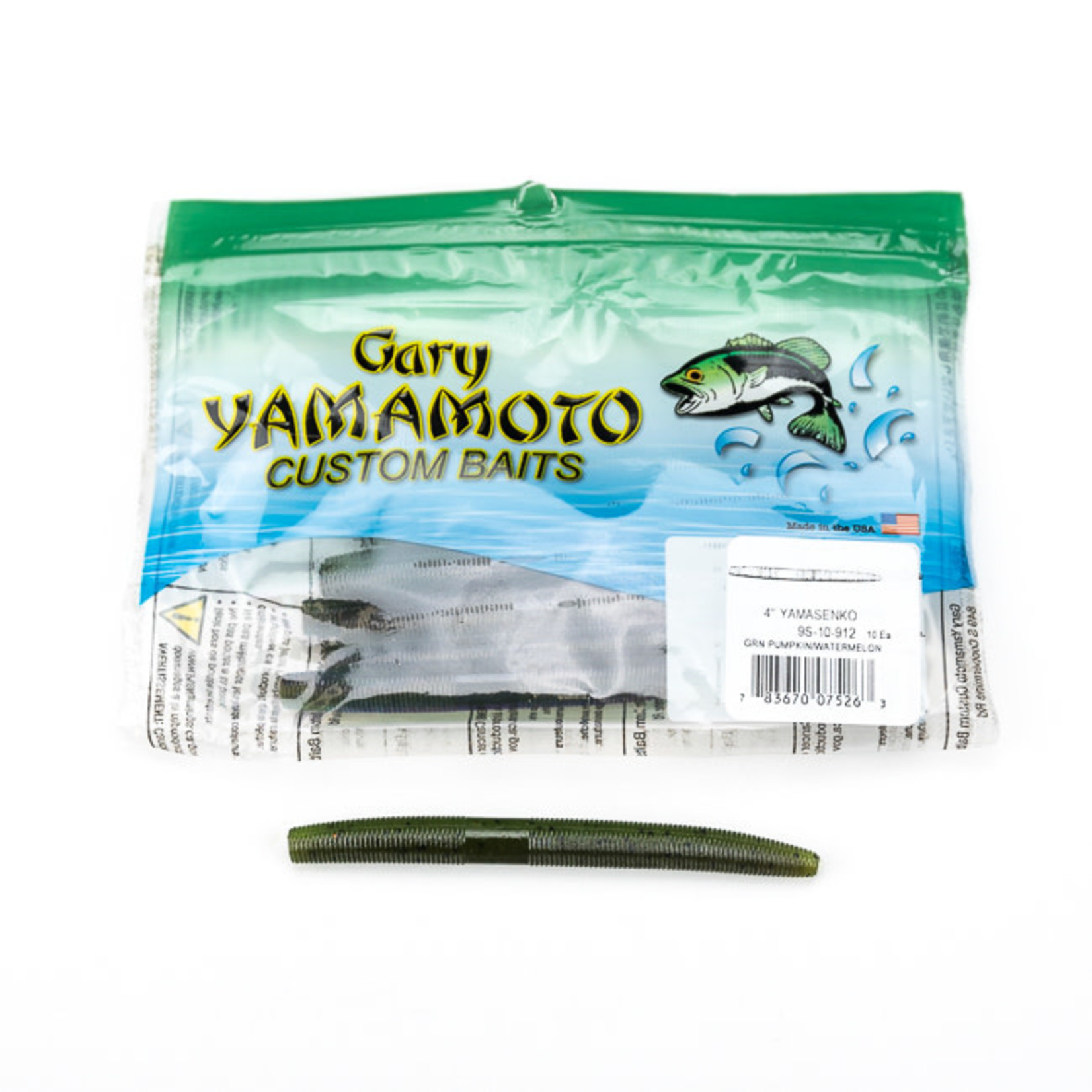 Yamamoto Baits Yamamoto 9S-10-912 Senko Worm, 4", 10pk, Green Pumpkin & Watermelon Laminate