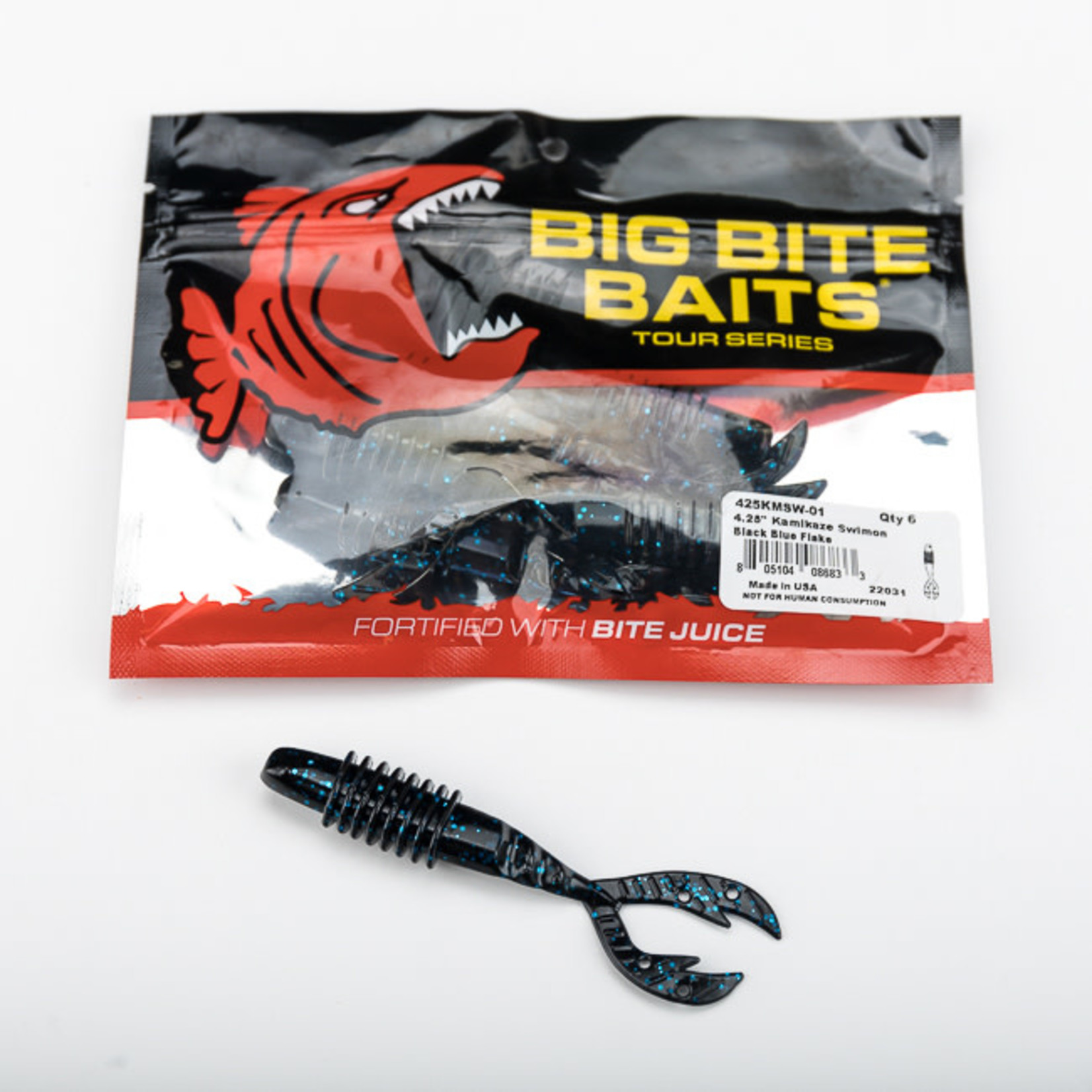 Big Bite Baits Big Bite Kamikaze Swimon 4.25'' Black Blue Flake 6pk