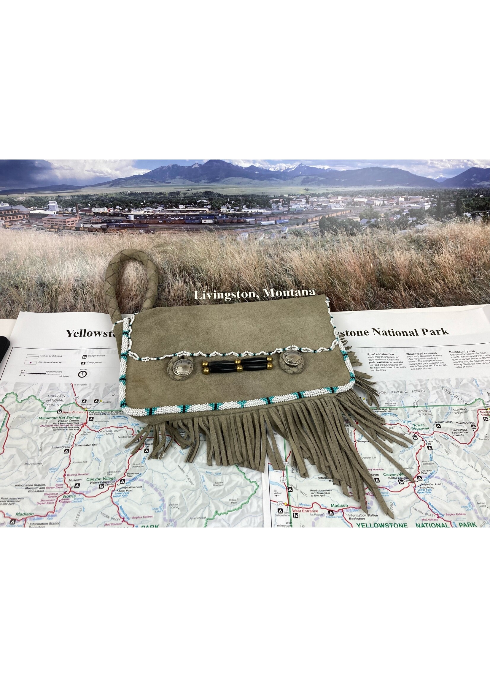 GV Beaded Leather Purse