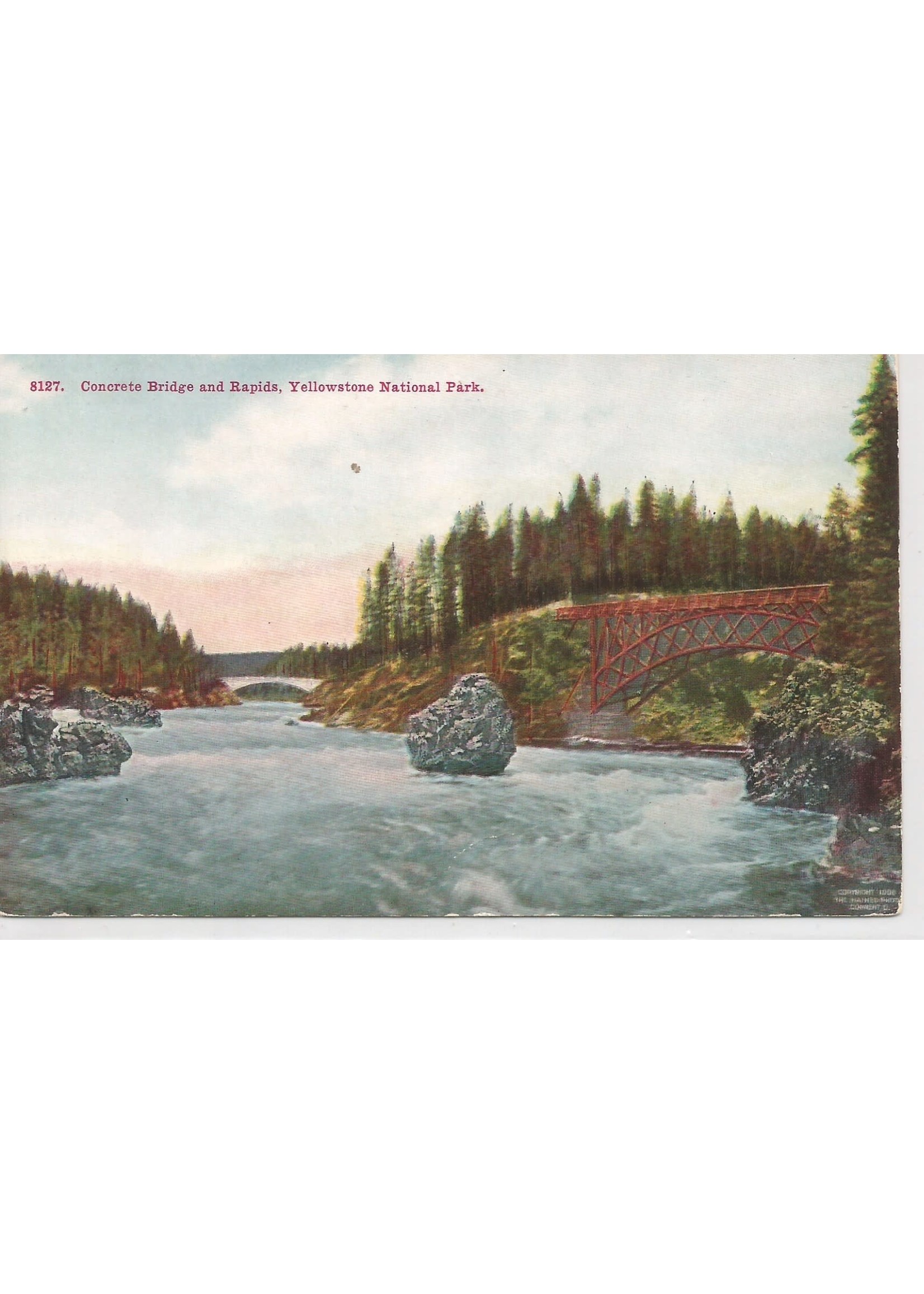 YNP Postcard Concrete Bridge & Rapids 8127