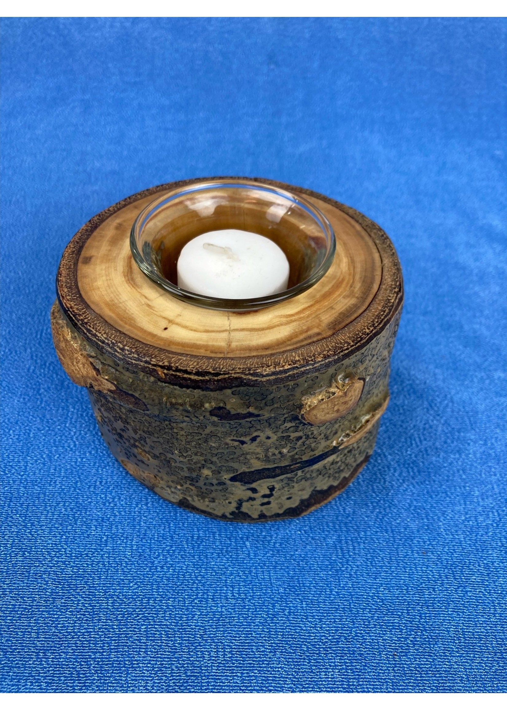 Local Aspen Candle Holder with Bark