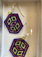 GV Earrings Red & Blue Geo