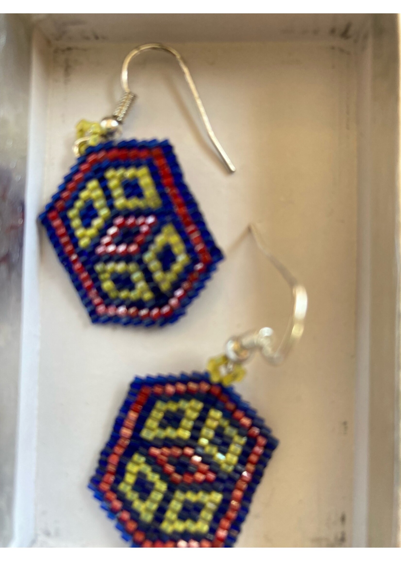 GV Earrings Red & Blue Geo