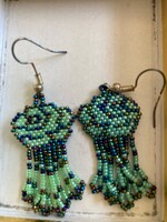 GV Earrings Green & Blue Rose