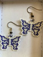GV Earrings Blue & White Butterfly