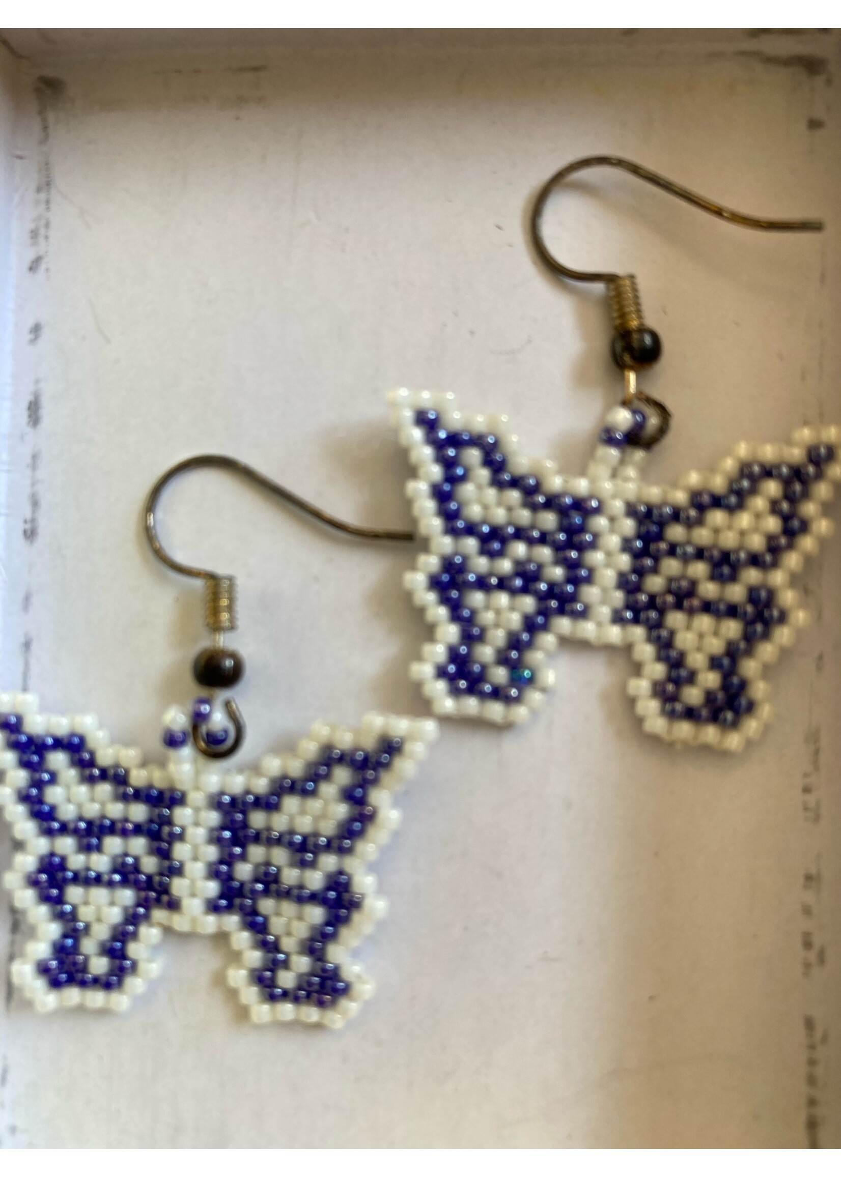GV Earrings Blue & White Butterfly