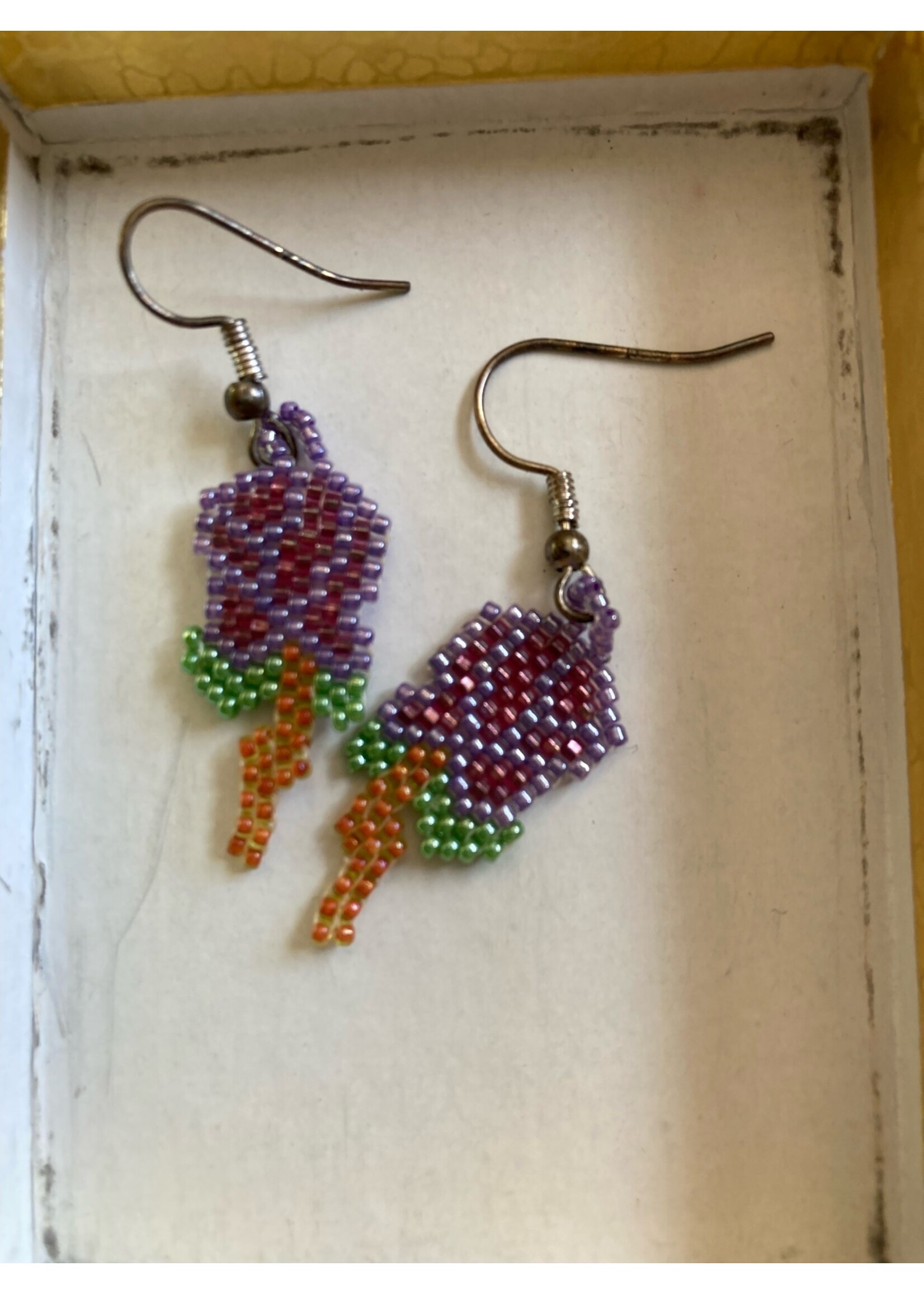 GV Earrings Purple & Red Rose