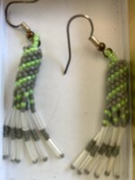 GV Earrings Gray & Green Twist Dangles