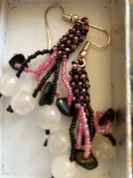 GV Earrings Black & Pink White Dangle