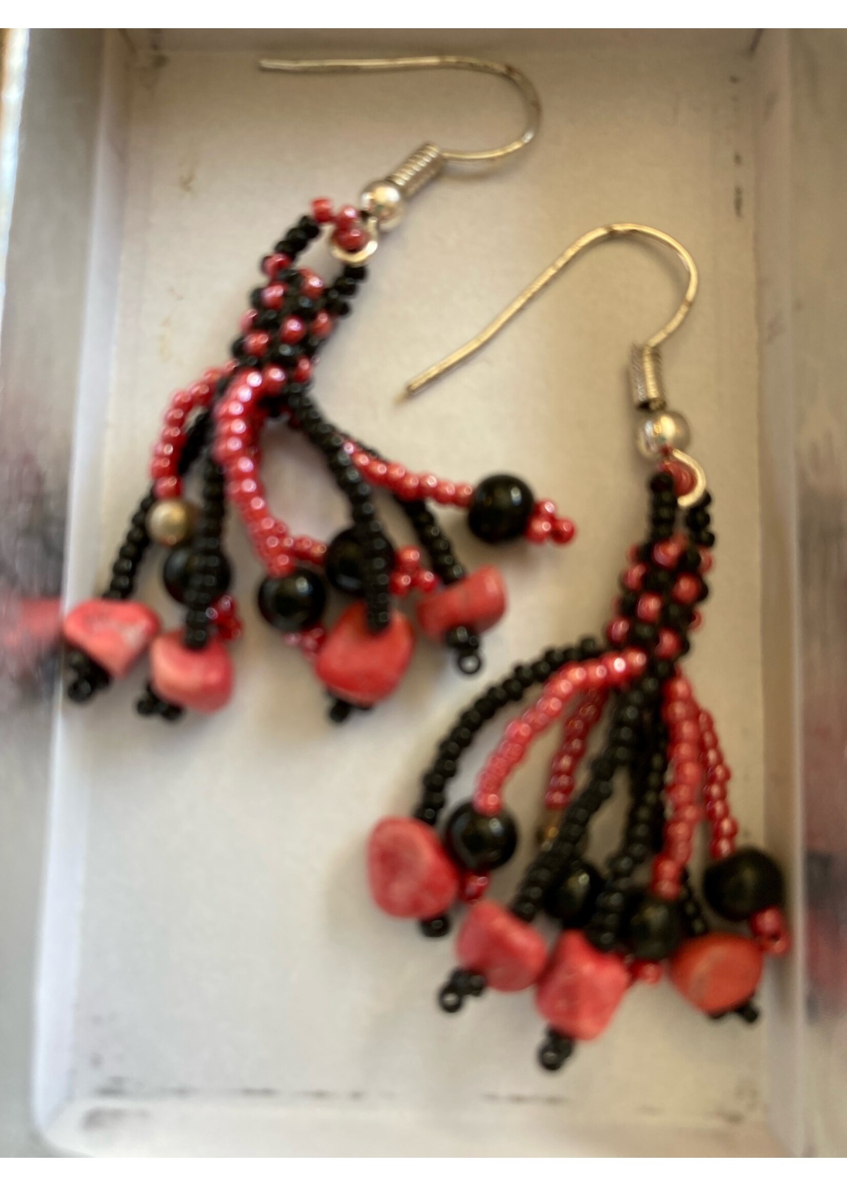 GV Earrings Black & Pink Dangles