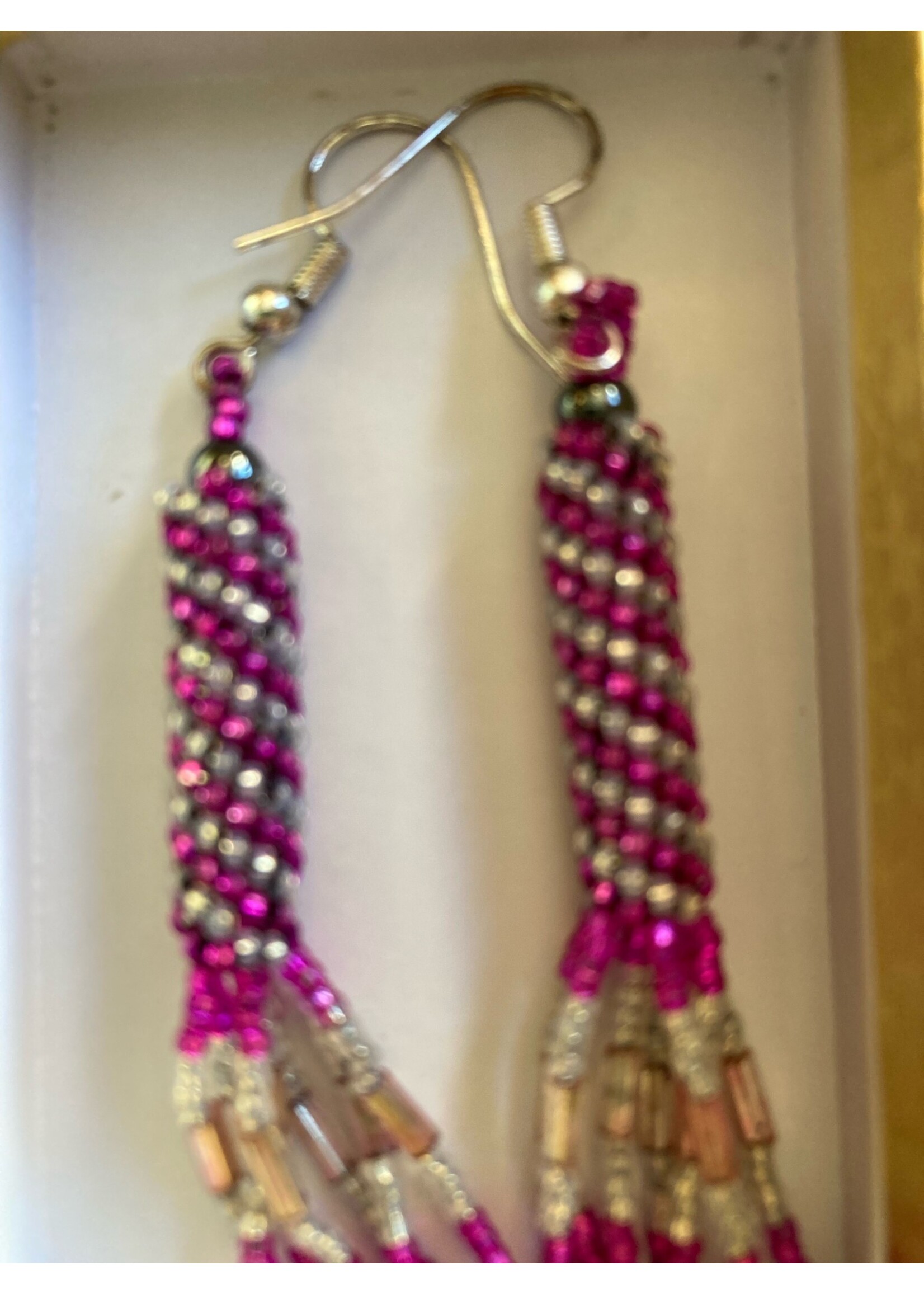 GV Earrings Pink & Silver Dangles