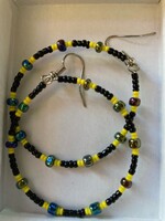 GV Earring Black Cobalt Yellow Hoop