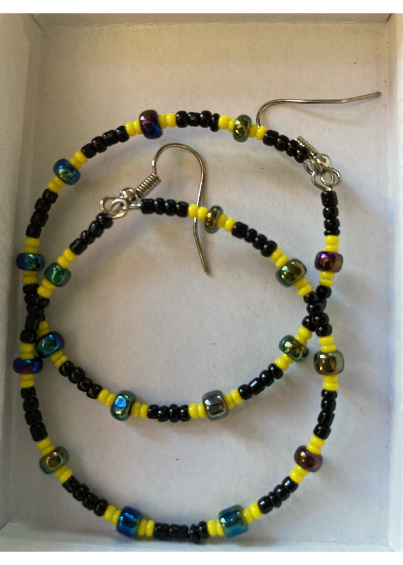 GV Earring Black Cobalt Yellow Hoop
