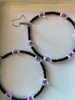 GV Earrings Black & Purple Hoop