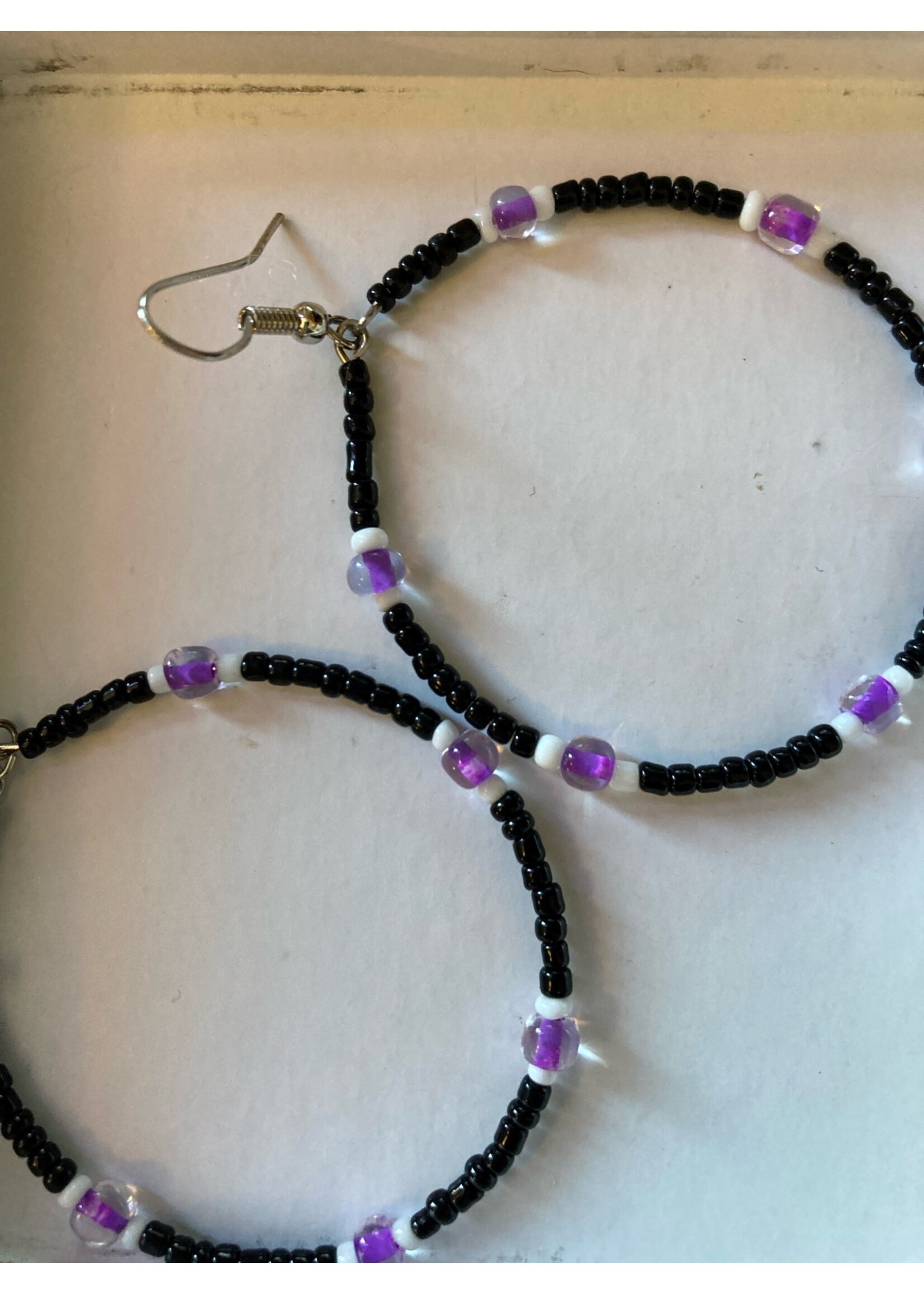 GV Earrings Black & Purple Hoop