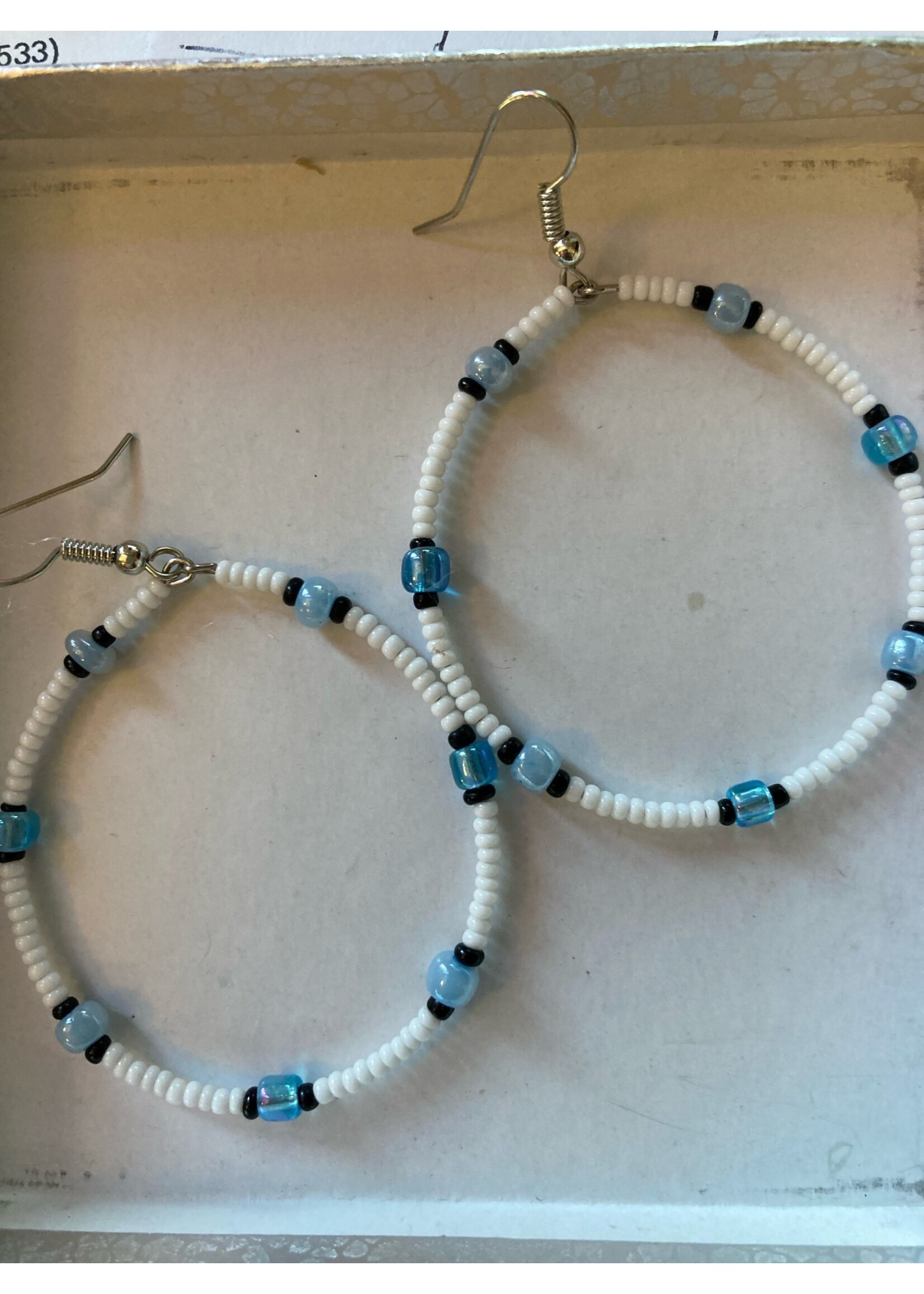 GV Earrings Blue & White Hoop