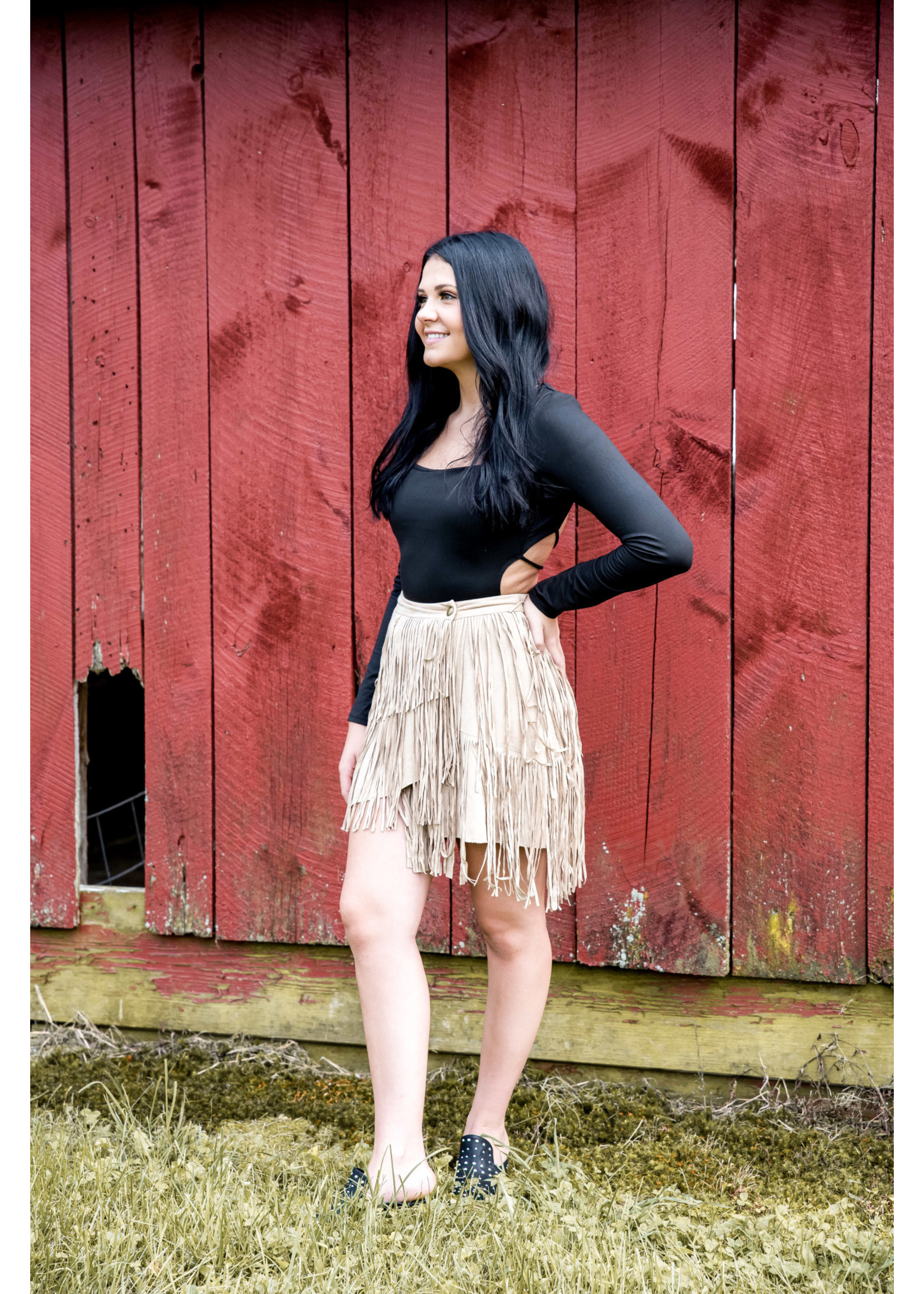 fringe top and skirt