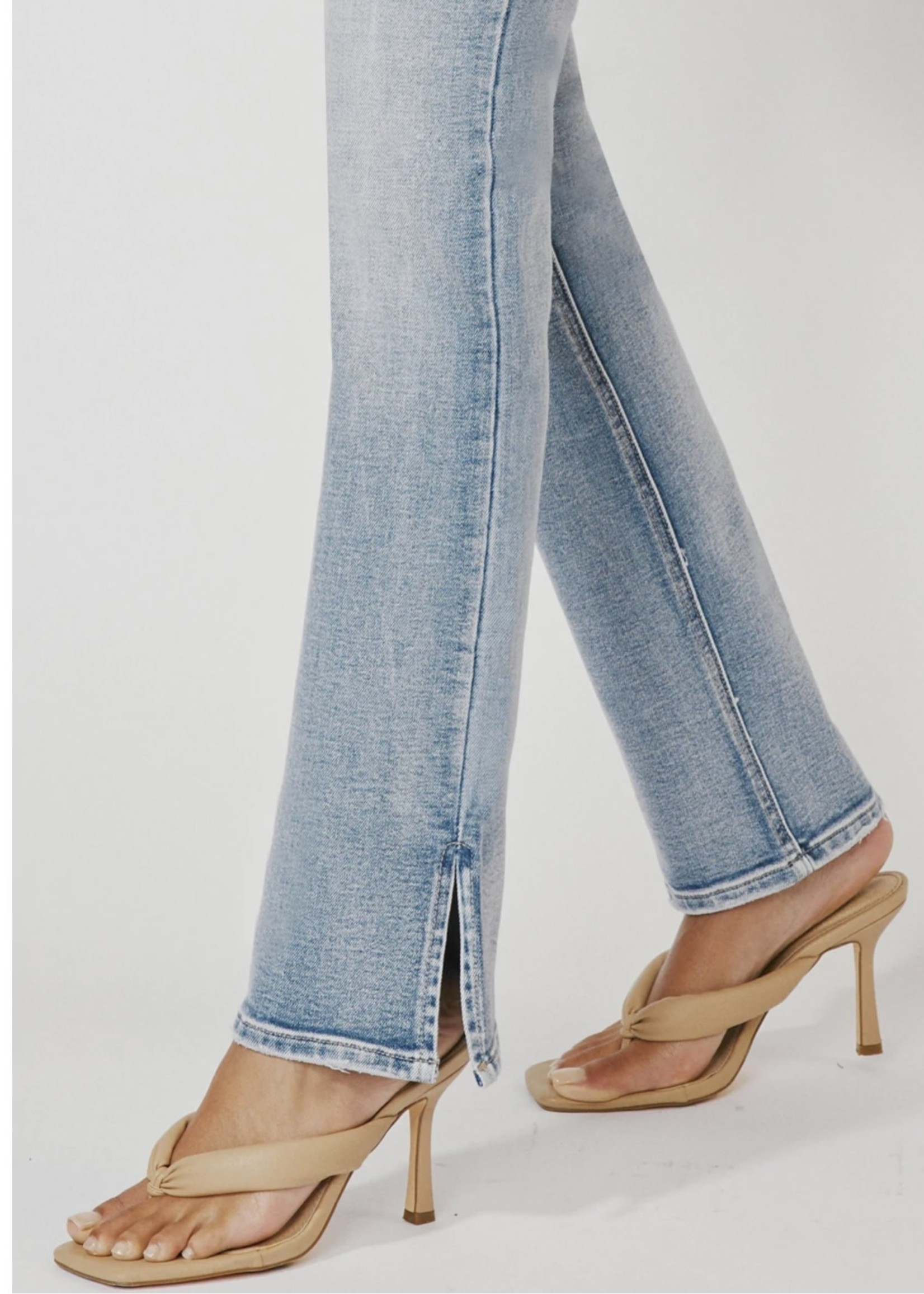 Nadia Mid Rise Jeans with Side Slit