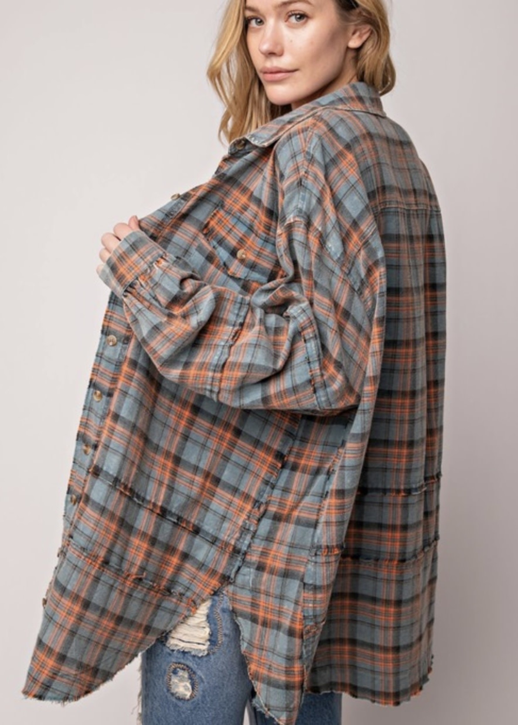 Laine Mineral Washed Plaid Shirt
