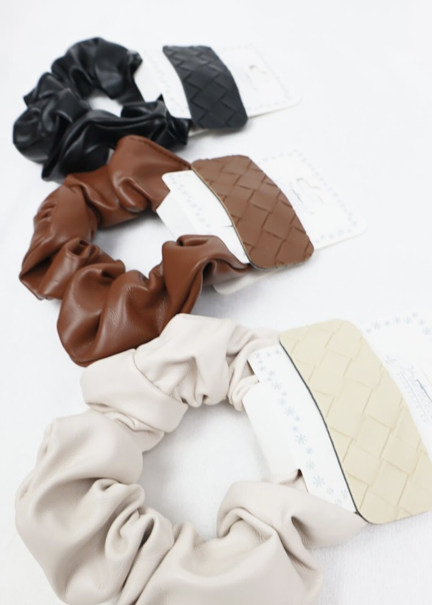 Faux Leather Scrunchie and Hair Clip