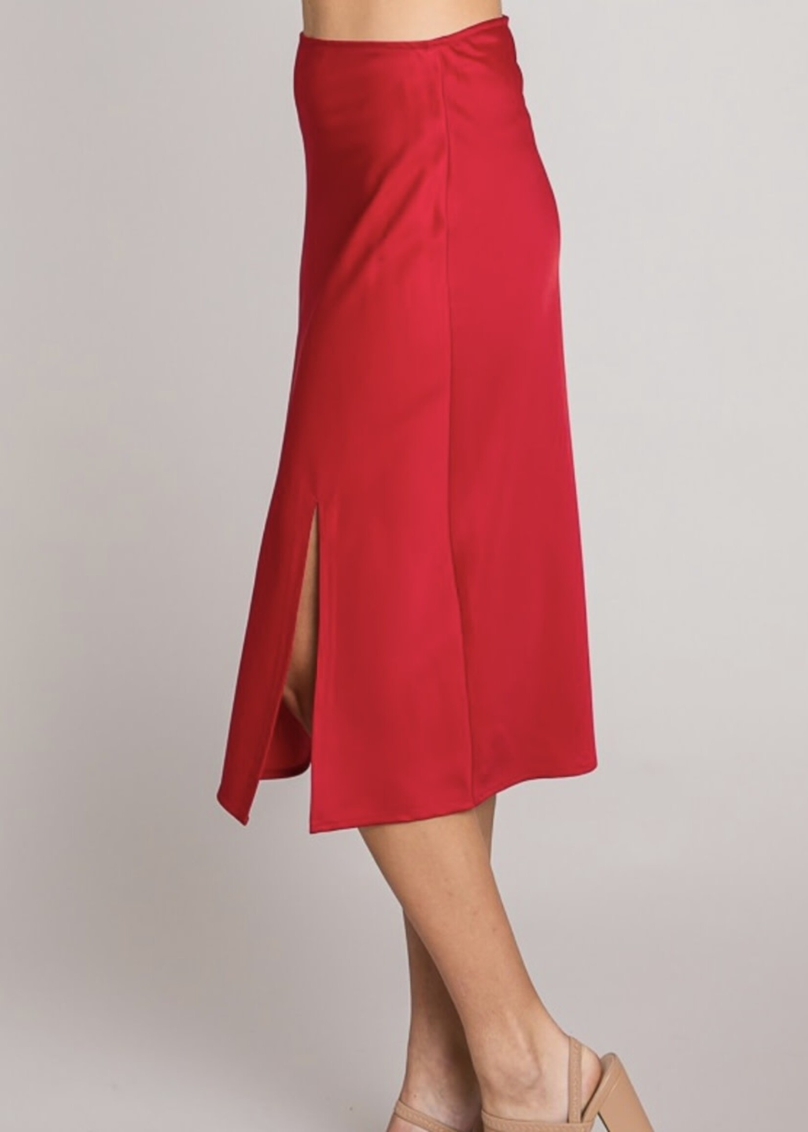 Stevie Satin Slit Midi Skirt