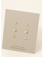 3 piece stud earring set