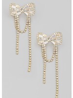 Finish With a Bow Rhinestone Earrings