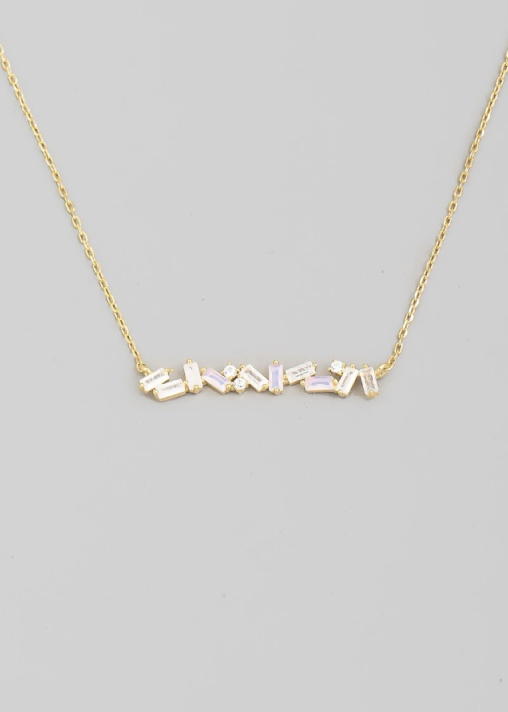 Rhinestone Baguette Bar Necklace