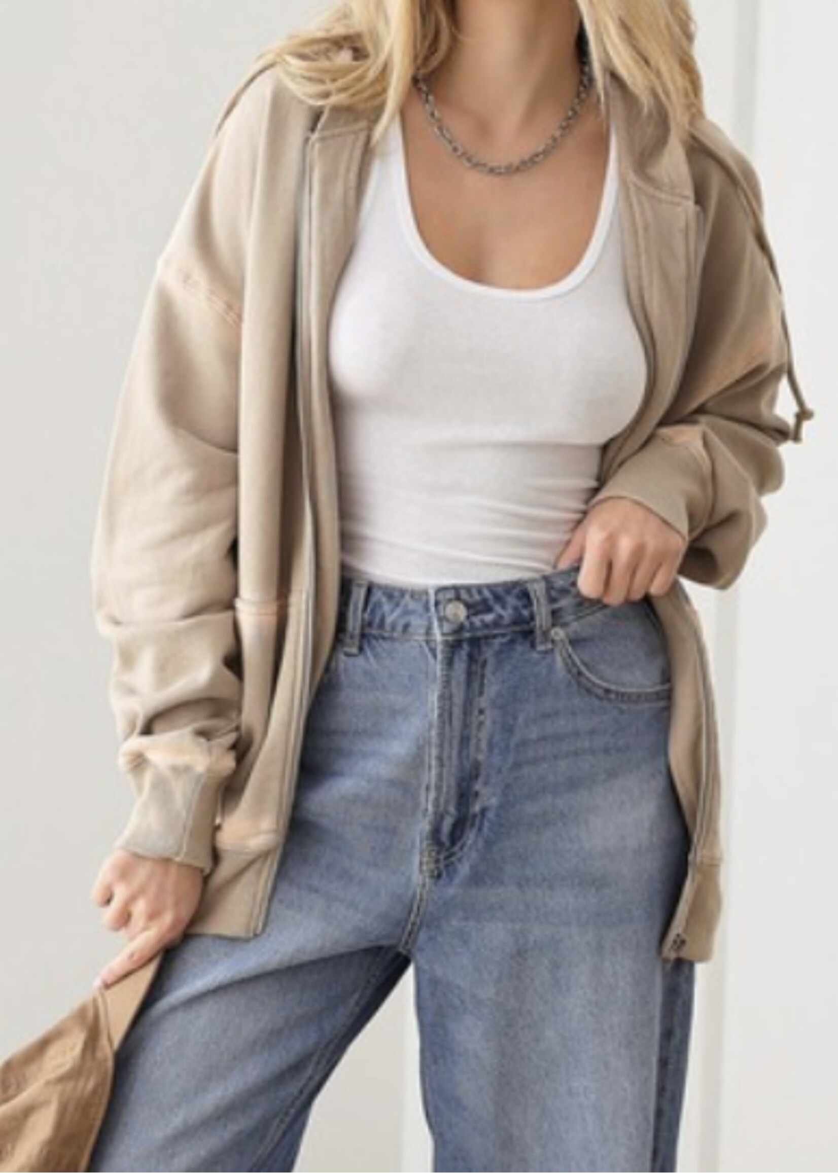 Katey Vintage Washed Oversized Zip Up