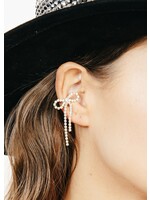 Pave Rhinestone Bow Cuff Earrings