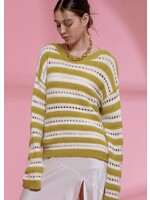 Count Me In Striped Eyelet Sweater